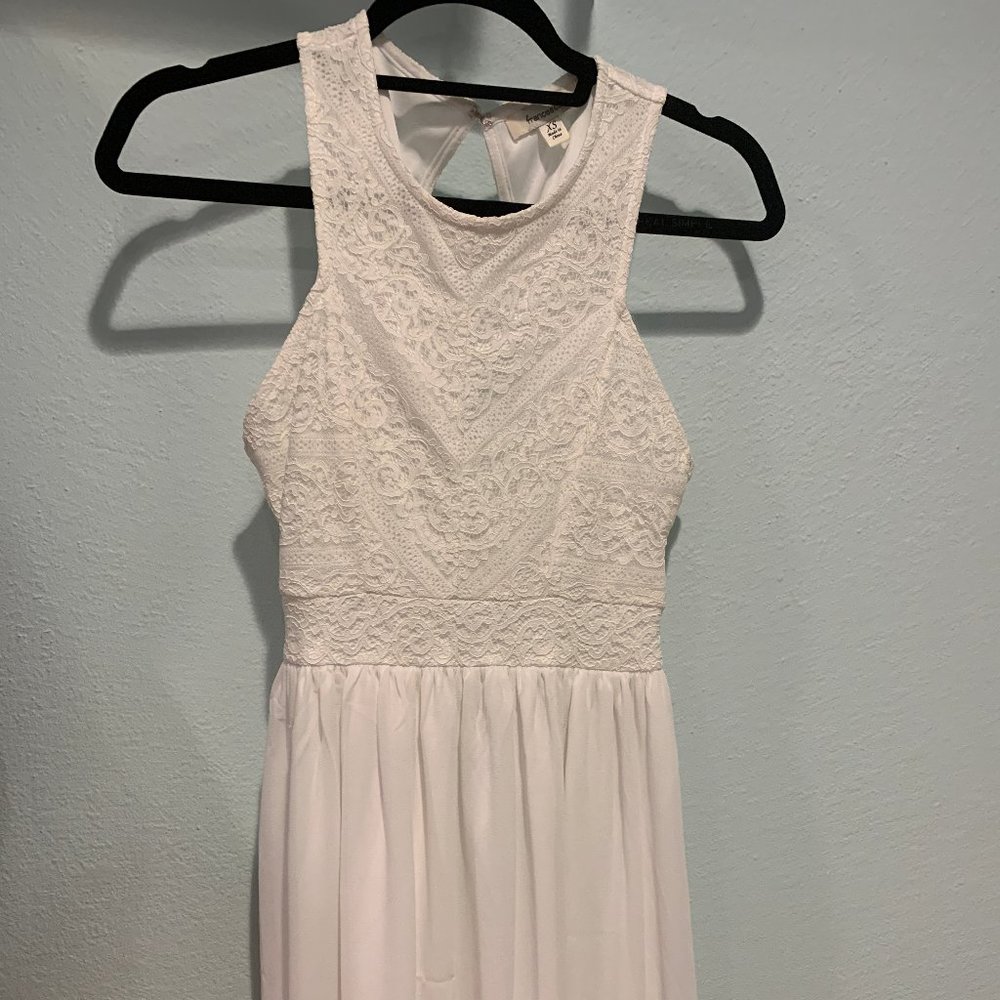 Francesca’s White Lace Open Back Dress